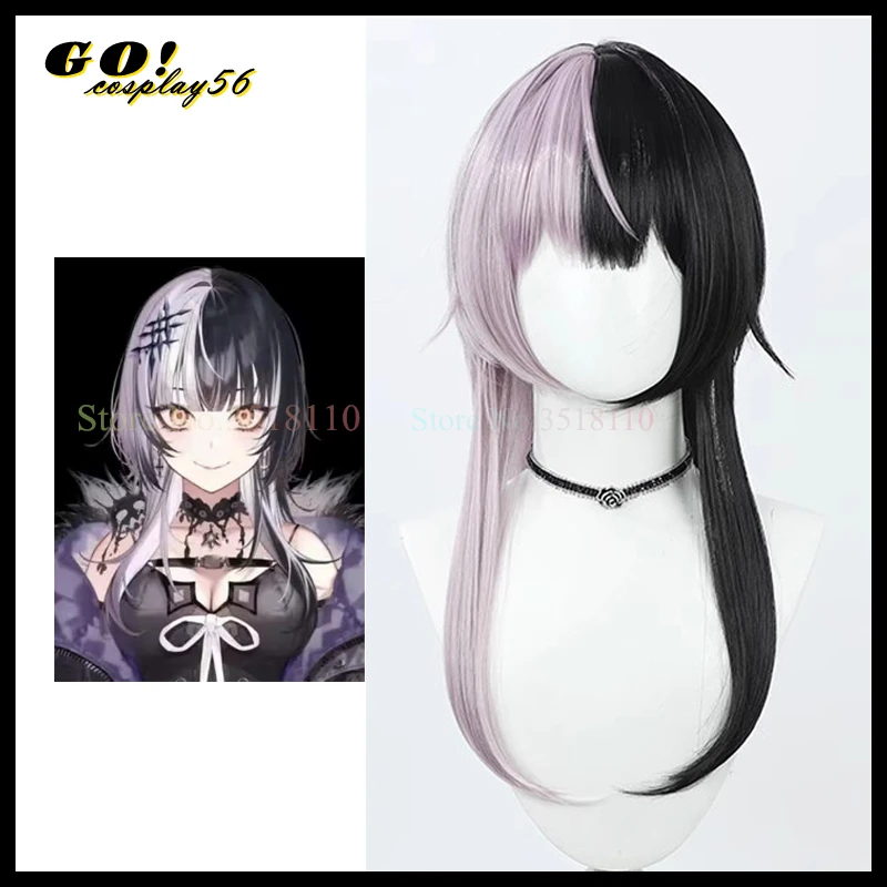 

Парик для косплея Hololive EN Shiori Novella, 60 см, длинные прямые волосы, фиолетовые, смешанные, черные, Vitual Idol Vtuber, новинка 2023 года, головной убор для печени