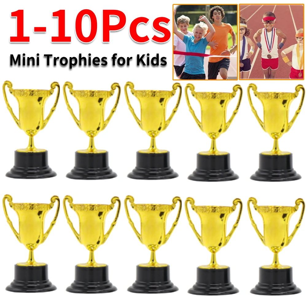 Coupes de trophée de récompense d'or pour enfants, tasse de trophée de récompense d'or en plastique, coupe de trophée de participation d'or pour cadeaux de fête récompenses