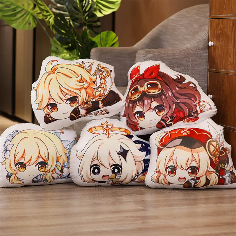 Game Genshin Impact Plush Pillow Doll Lumine Diluc Hu Tao Zhong Li Barbatos Cosplay Accessories