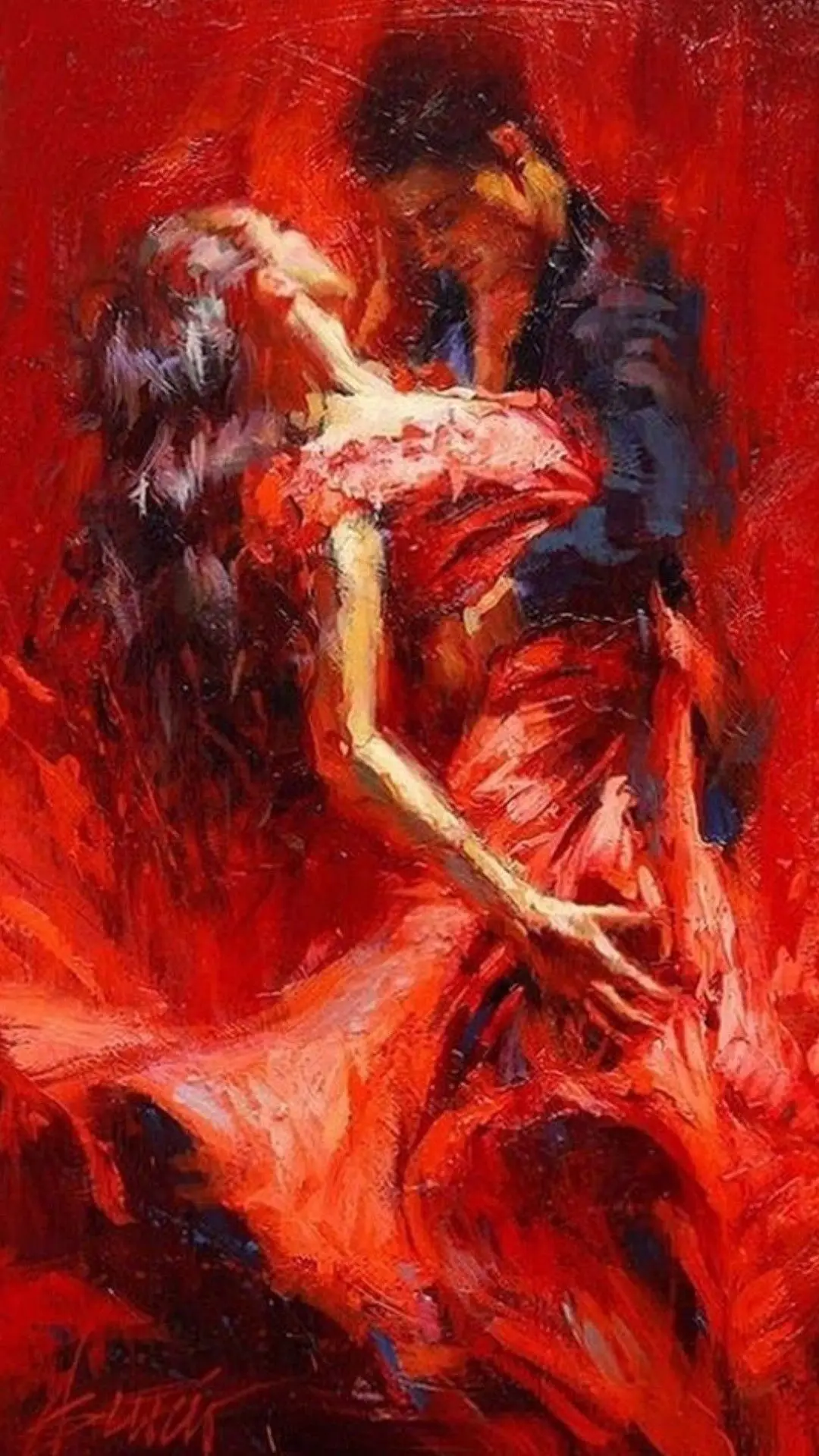 

100%Handmade Oil Painting Hand High Quality Hand Painted Couple Dancers Oil Paintings