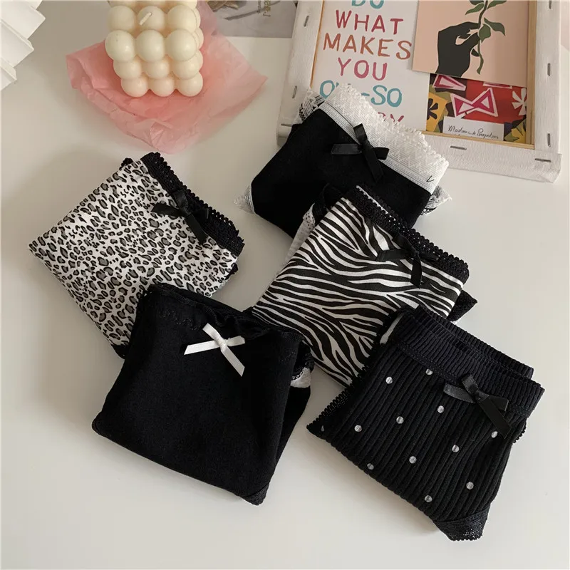 

5 шт./компл. леопардовые трусики для женщин, женские сексуальные трусики, трусики для девочек, мягкое дышащее хлопковое нижнее белье, шорты, нижнее белье