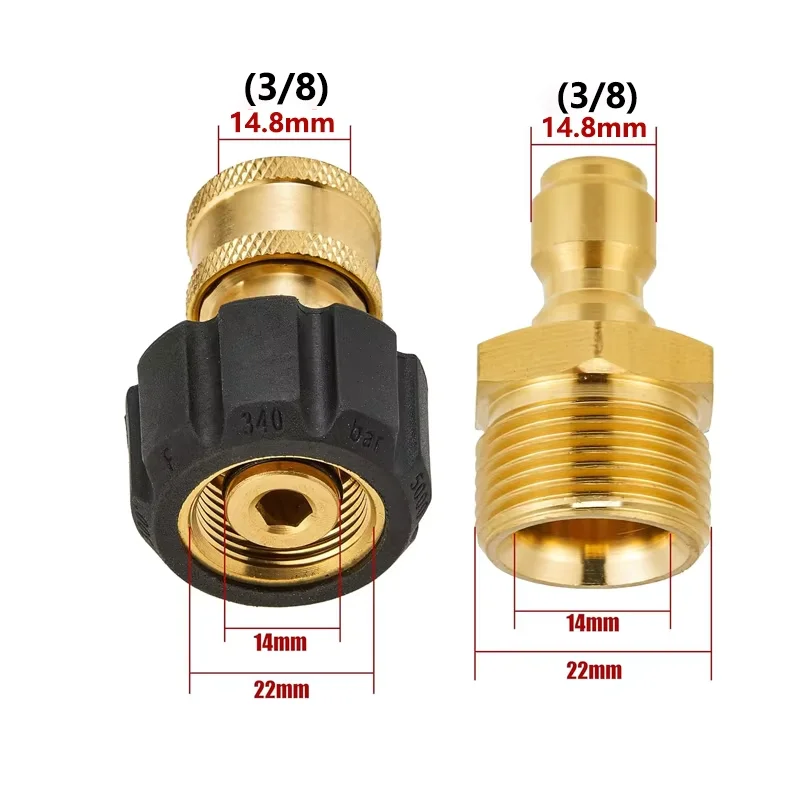 Set 2 Adattatori Per Idropulitrici - Filettatura M22-14mm A Raccordo Rapido, Ottone/Acciaio - Foto 12