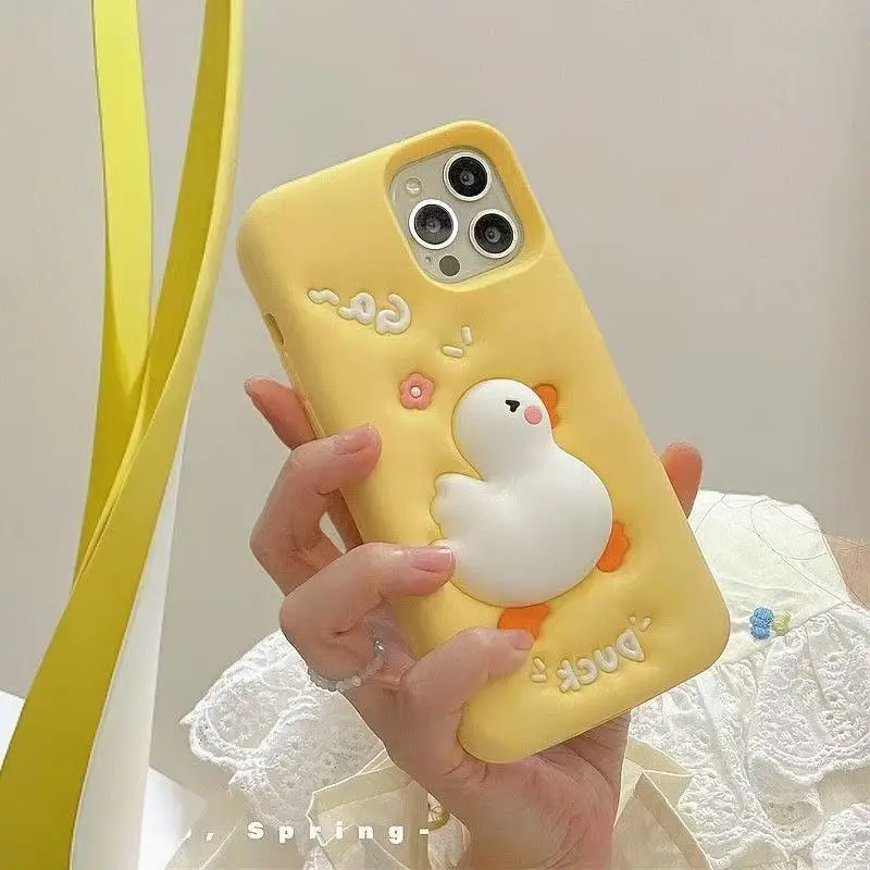 3D Cartoon Duck Soft Silicone Phone Case Cover