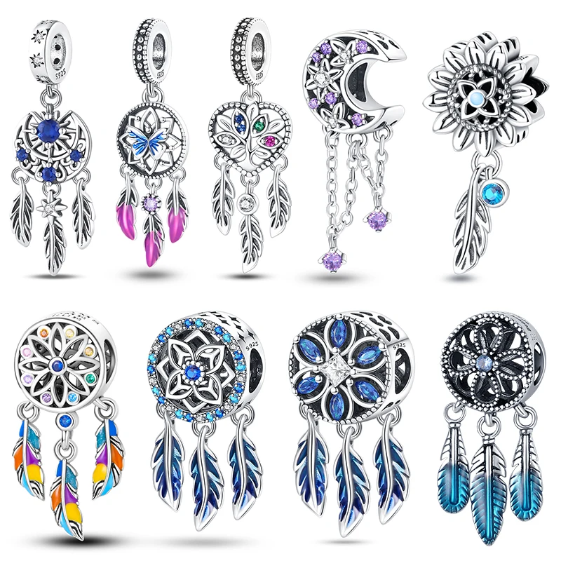 

2023 New in Colorful Dream Catcher Charm Beads Fit Pandora Original Bracelet For Women DIY Jewelry Luxury Pendant Bead Gift Hot