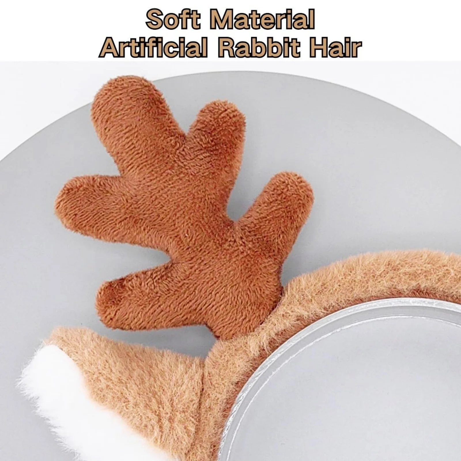 1PC Christmas Reindeer Antlers Headband - Plush Festive Hair Accessory with Ears, Cute Holiday Party Decoration