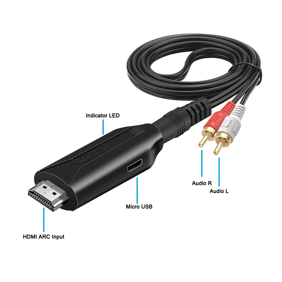 (1.5m /4.92FT) HDMI 호환 ARC 오디오 추출기 ARC-L/R 스테레오 3.5mm 잭 HDTV 사운드바용 ARC 리턴 채널 변환기