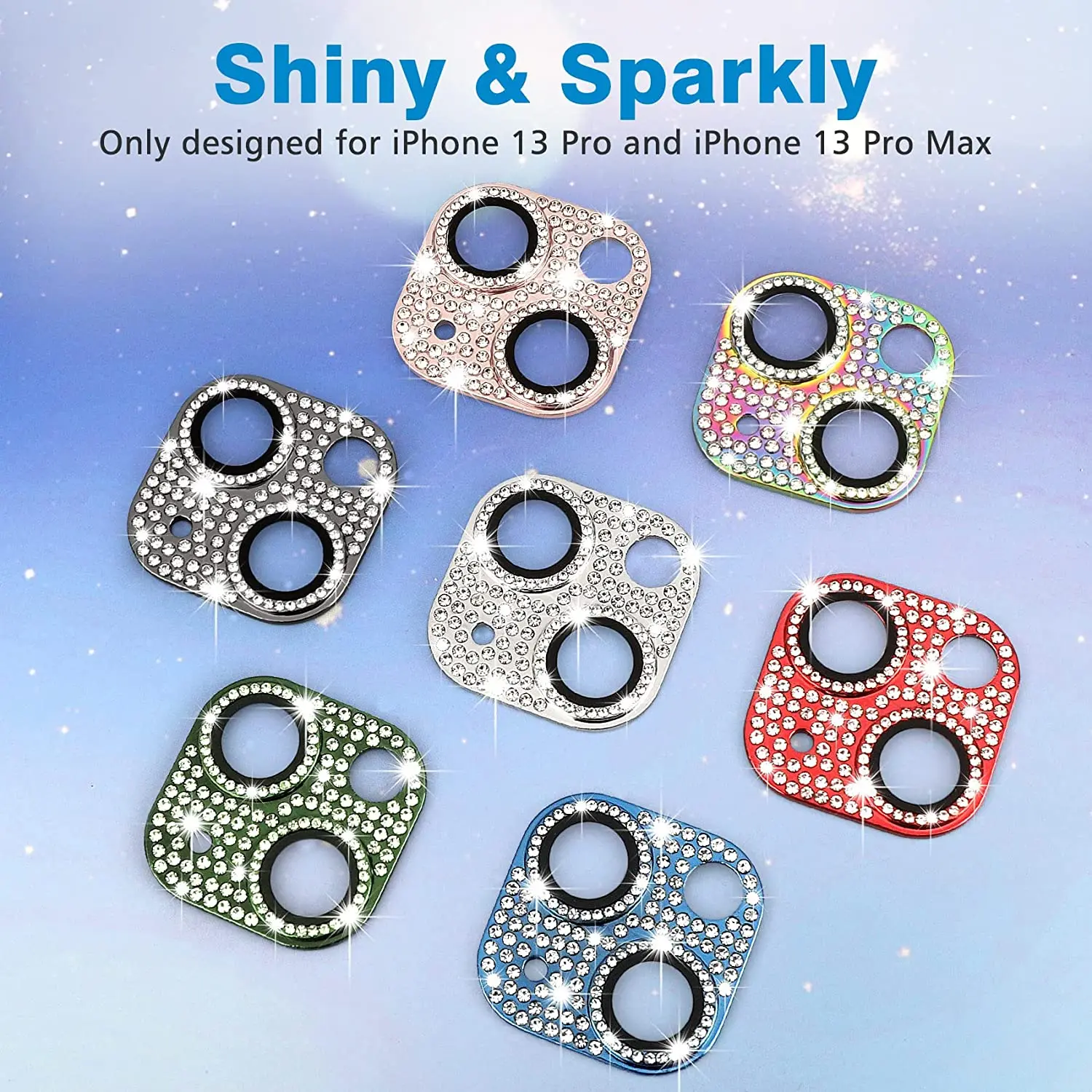 thumbnail image 4 of Funda protectora de lente de cámara con purpurina y diamante para iPhone 15 14 Plus 13 Pro Max 12 Mini 11, accesorio de protección para teléfono para mujer, 4 of 5
