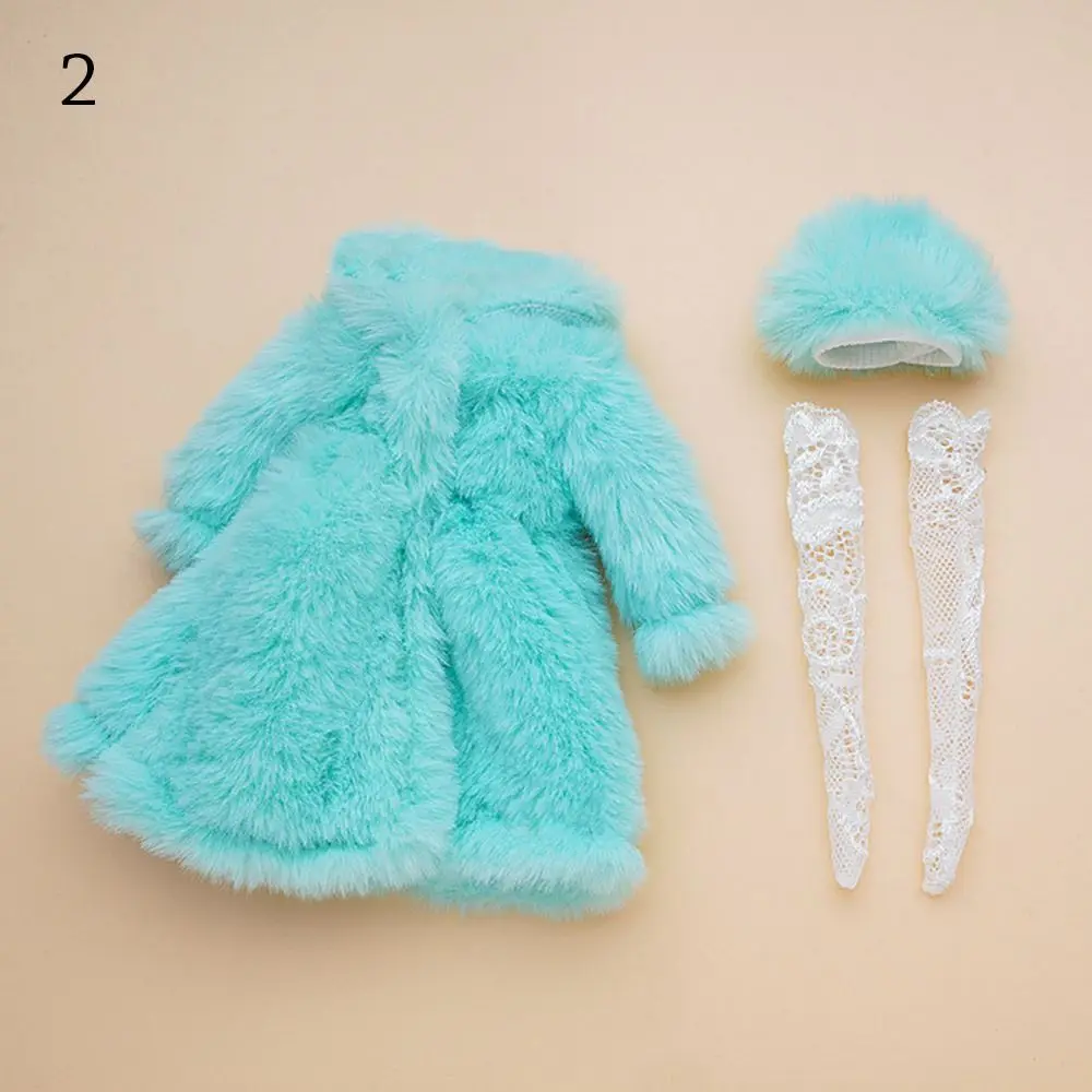 30CM Doll Clothes Suit Fashion Tops Fur Overcoat Knitted Miniature Hat Colorful Lace Stocking For for 1/6 BJD Dolls Accessories 5