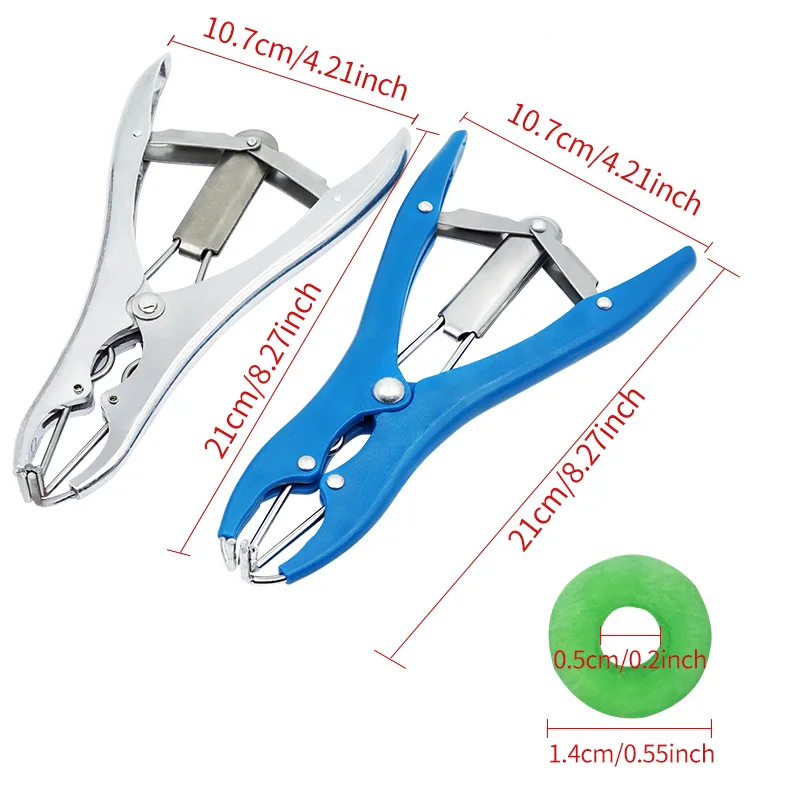 Animal Castration Clamp Tail Cutter Castration Banding Pig Cattle Sheep  Goat Castration Device With 100 Rubber Ring Animal Veterinary Surgical Tool