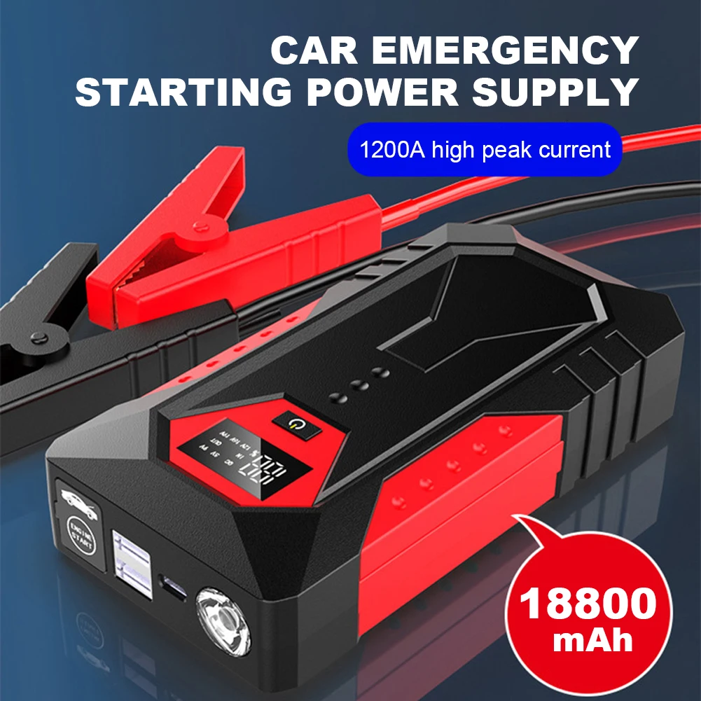 18800mAh Car Jump Starter Portable Power Bank 1200A 12V Petrol Diesel Car  Battery Charger Starting Device Battery Booster Buster