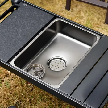 IGT Portable Camp Sink Collapsible Stainless Steel Dish Rack Large Capacity Water Tank Outdoor Kitchen Camping Storage Basin