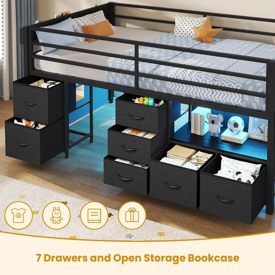 Twin Low Loft Bed with Storage 4