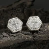 RAKOL Cross Shaped Iced Out Zircon Hip Hop Stud Earrings for Men Women Gold Color Hexagon Pierced Earring Punk Party Jewelry 2