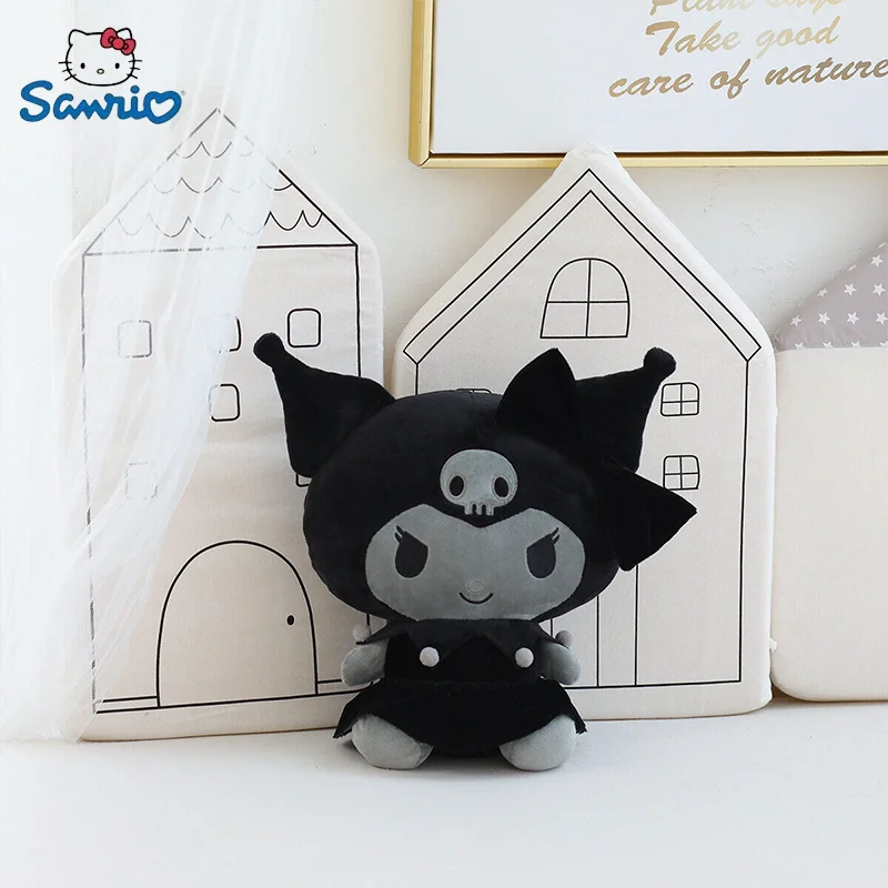 

Плюшевая кукла Sanrio, 32 см, Kuromi, черная Маленькая искусственная полипропиленовая хлопковая супермягкая искусственная кукла, украшение, рождественский подарок
