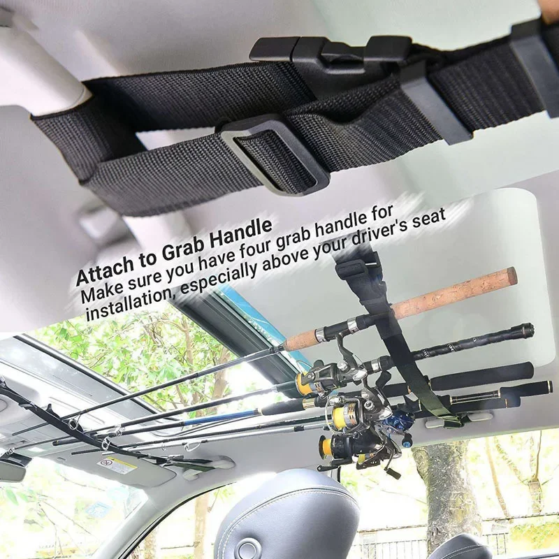 Adjustable Magic Tape Fishing Rod Strap for Car SUV MVP RV Vehicle Interior Fishing Rod Holder Secure Strap Male Female Children