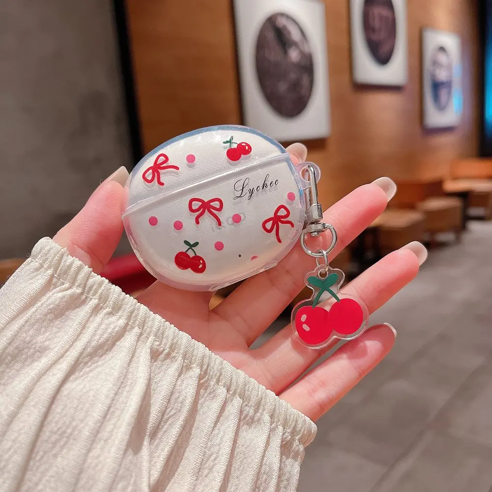 Charming Pink Butterfly Earphone Case with Keychain - Cute Star Design