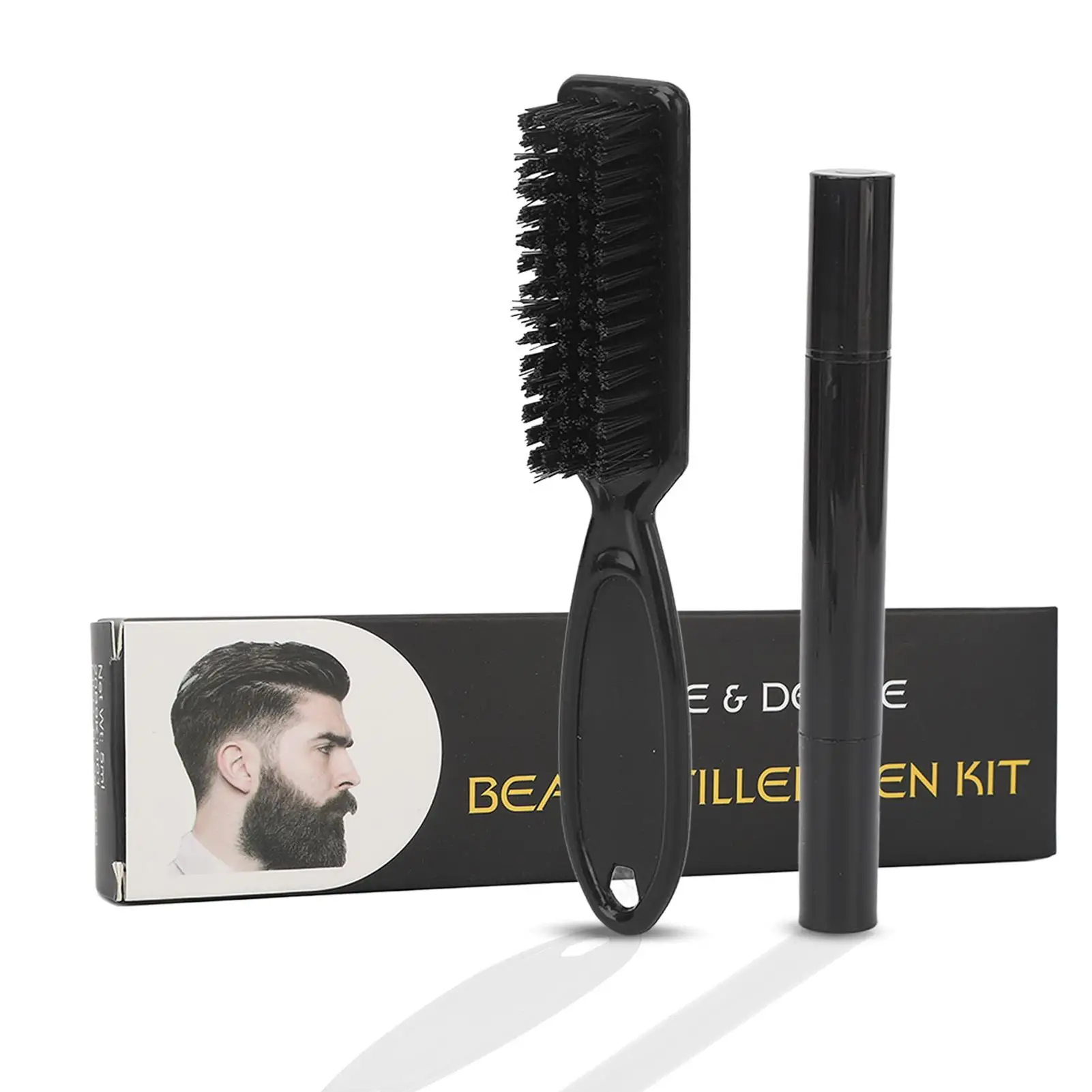 Beard Styling Pen + 4-Tip Fork + Brush: Portable, Waterproof & Long-Lasting! Perfect for Male Salon