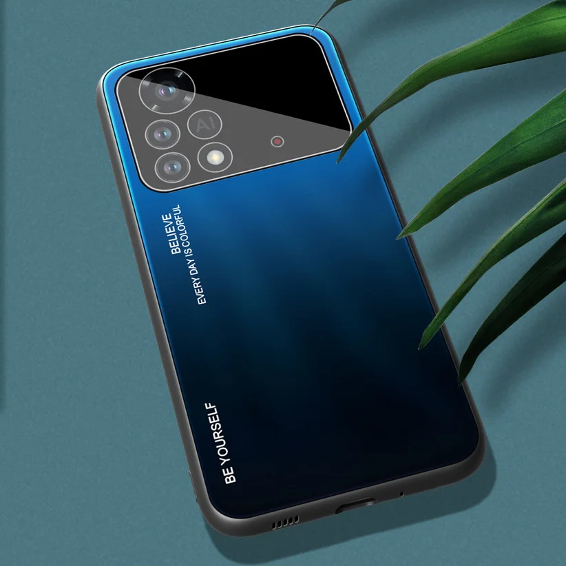 Verlaufsglas Gehäuse für POCO X4 Pro M4 Pro 5G POCO X3 GT POCO M3 Pro F3 C3 X3 NFC F2 Pro Gehärtete glänzende Abdeckung_voghion.com
