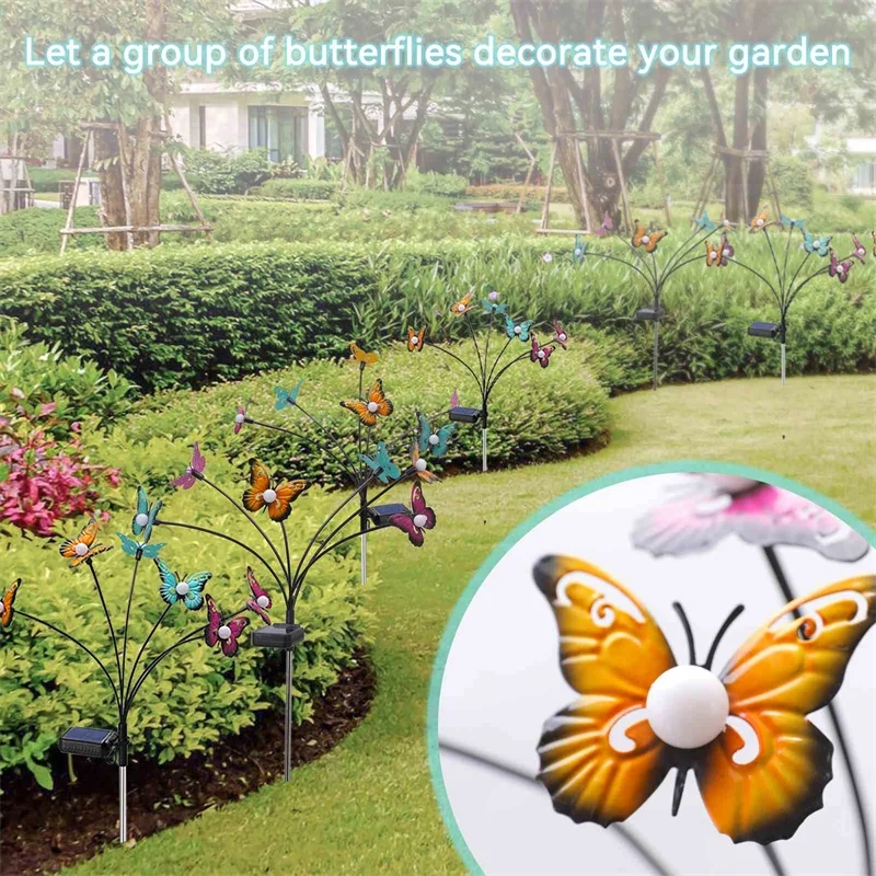 

1/2/4pcs LEDSolar Garden Lights Smart Powered Butterfly Lights IP65 Waterproof Outdoor Garden Decoration Lawn Lamp
