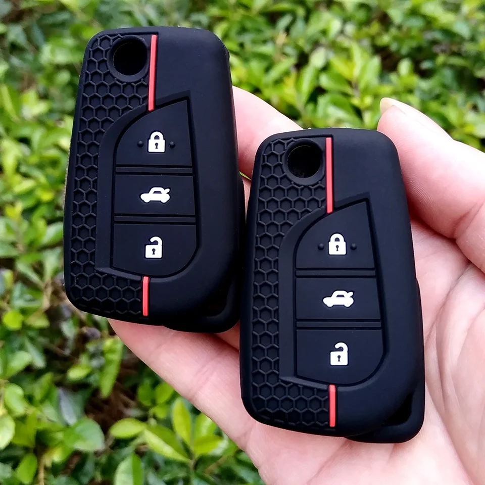 Custodia protettiva per chiave auto in silicone per Toyota Corolla Prado Camry 55 50 Land Cruiser 200 TLK 200 Custodia protettiva per portachiavi  34
