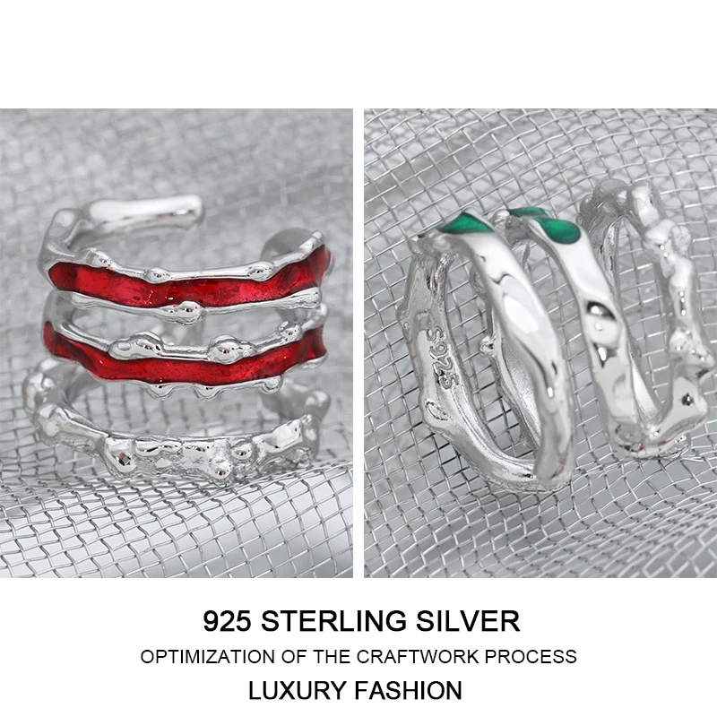 

Женские серьги-Клипсы из чистого серебра 925 пробы, трехслойные дизайнерские серьги, красные, зеленые капельные масляные не перфорированные аксессуары, Изящные Ювелирные изделия 2022