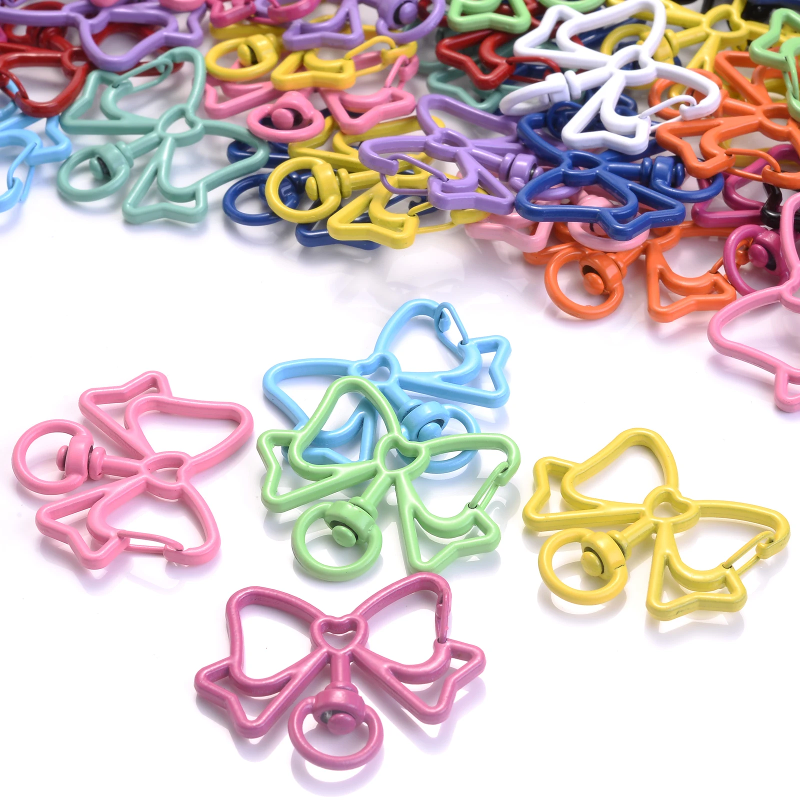 5 stücke 33x39mm bunte Buttfly Hummer verschluss Karabiner haken Legierung hand gefertigten Schlüssel ring Schlüssel anhänger für DIY Schmuck herstellung Zubehör – Detail 6