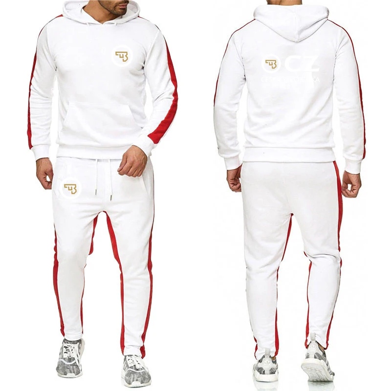 2023 Spring Autumn CZ Ceska Zbrojovka Czech Firearms Logo Printing Hooded Pullover Hoodies+Drawstring Sweatpants Solid Color Set