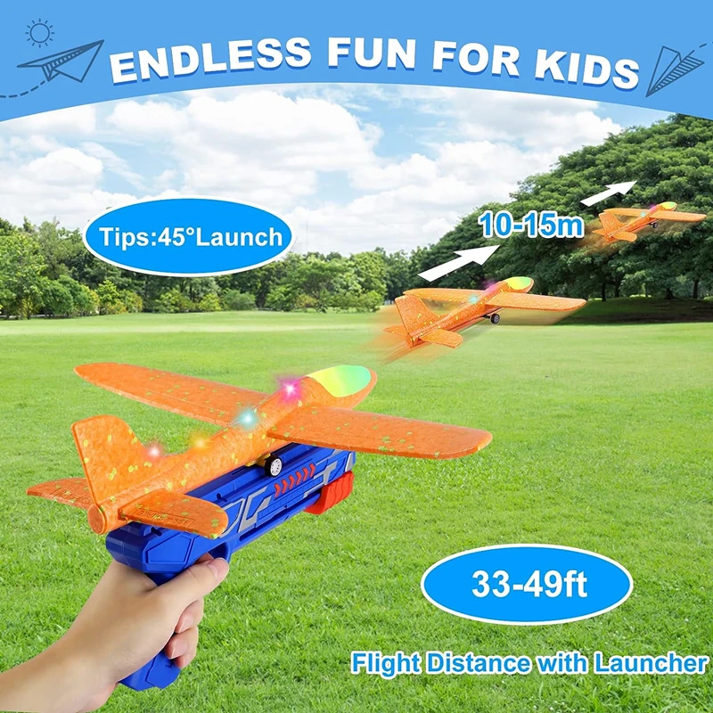 12.2" LED Foam Glider Airplane Launcher Toy – Catapult Gun for Kids' Outdoor Fun 3