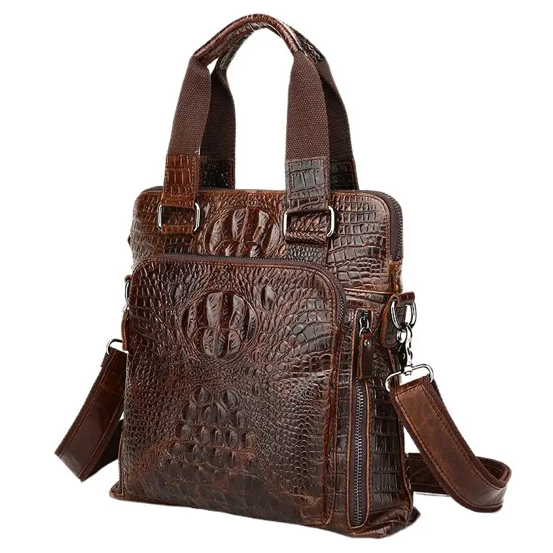 Genuine Leather Crocodile Pattern Men's Briefcase Business Cowhide Handbag Luxury Male Shoulder Messenger Bag Office File bag