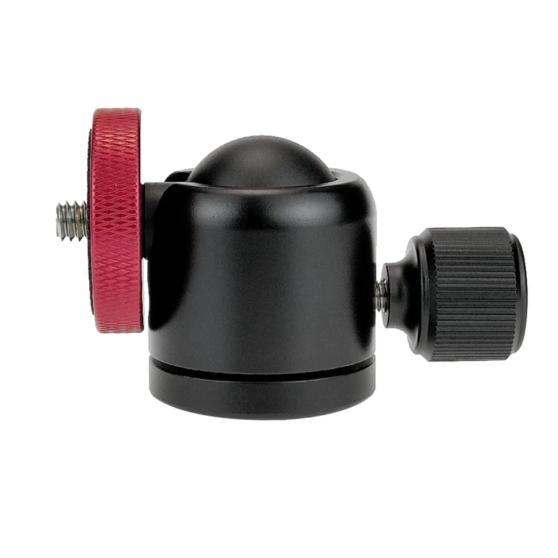 범용 360 ° 구형 헤드 상단, 1/4 인치 포트 하단, 3/8 인치 포트 사진, DSLR 카메라 삼각대용 미니 볼 헤드