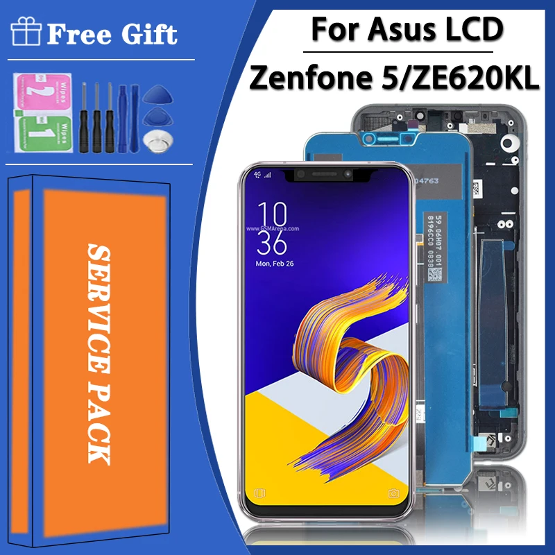 Originale 6.2 ''Per Asus Zenfone 5 Ze620Kl X00Qd Zf620Kl X00Qda Display Lcd Touch Screen Per Zenfone 5Z Zs620Kl Z01Rd Cornice Lcd