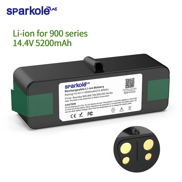 SPARKOLE 14,4 V 5200mAh Batería de iones de litio Compatible con iRobot  Roomba 980 960 690 600 700 800 900 Series 985 970-Aliexpress