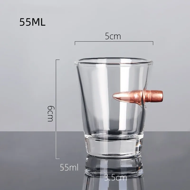 2pc Bullet Glass Creative Whisky Glass With Bullet Rum Bar Crystal Cups