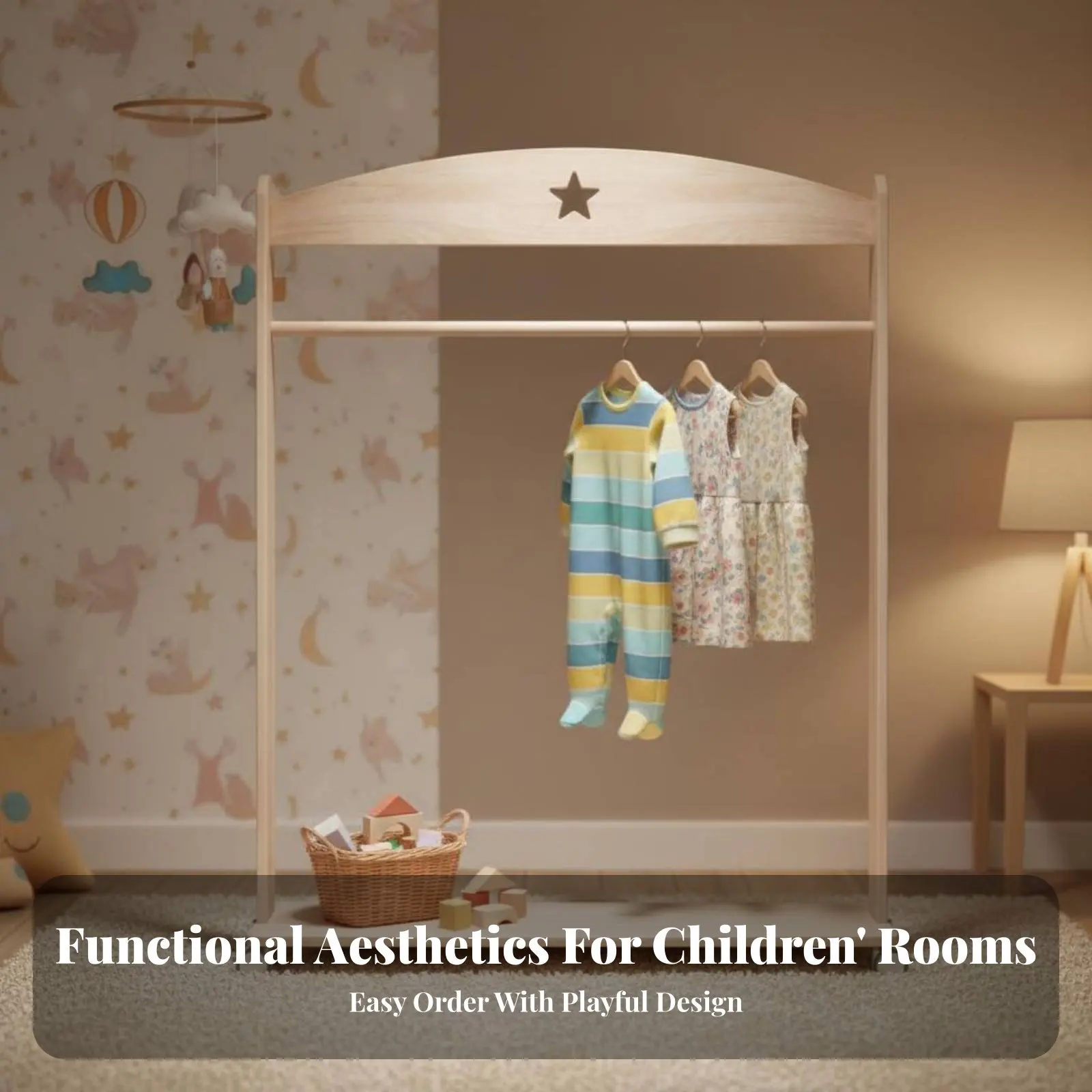 어린이 의상 랙 귀여운 디자인 어린이용 접근 가능한 옷장 안정적인 프레임 공간 절약형 놀이방, 보육원용