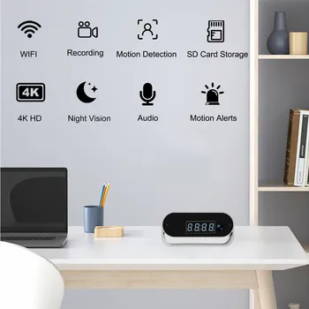 4K HD Camera Clock - Covert Surveillance Camera with WiFi, Night Vision, Motion Detection, Remote View, Recording, App, Battery 2