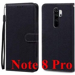 Premium Silicon Leather Wallet Flip Phone Case - Elegant and Durable Protection (Black Note 8 Pro)
