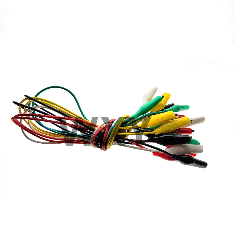 10pcs Color Alligator Clip Electric DIY Small Battery Power Cord Sheath Electric Clamp Double Head Test Clamp.28mm3 5mm45mm 50cm