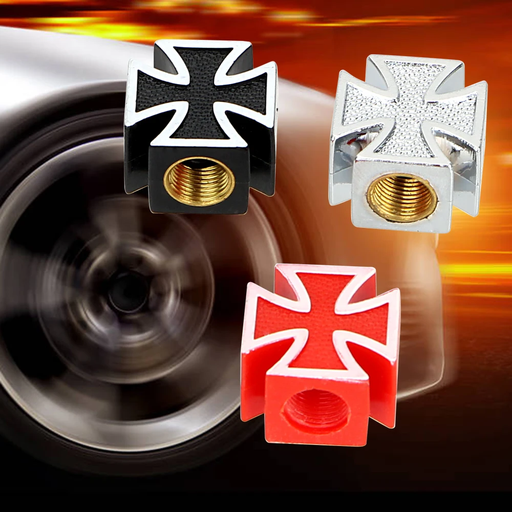 Set of 4 Universal Cross Style Tire Valve Caps