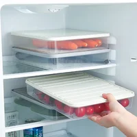 Freezer Dumpling Box Food Storage Container Stackable Food Saver Box with Lid Square Plastic Single-layer Sealed Transparent Box 1