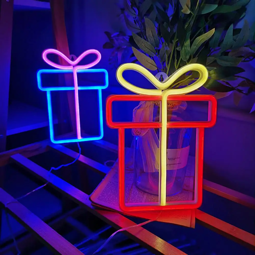 

Fine Workmanship Neon Light Vibrant Led Gift Box Neon Lights Create Atmosphere with Colourful Modelling Lights for Christmas Day