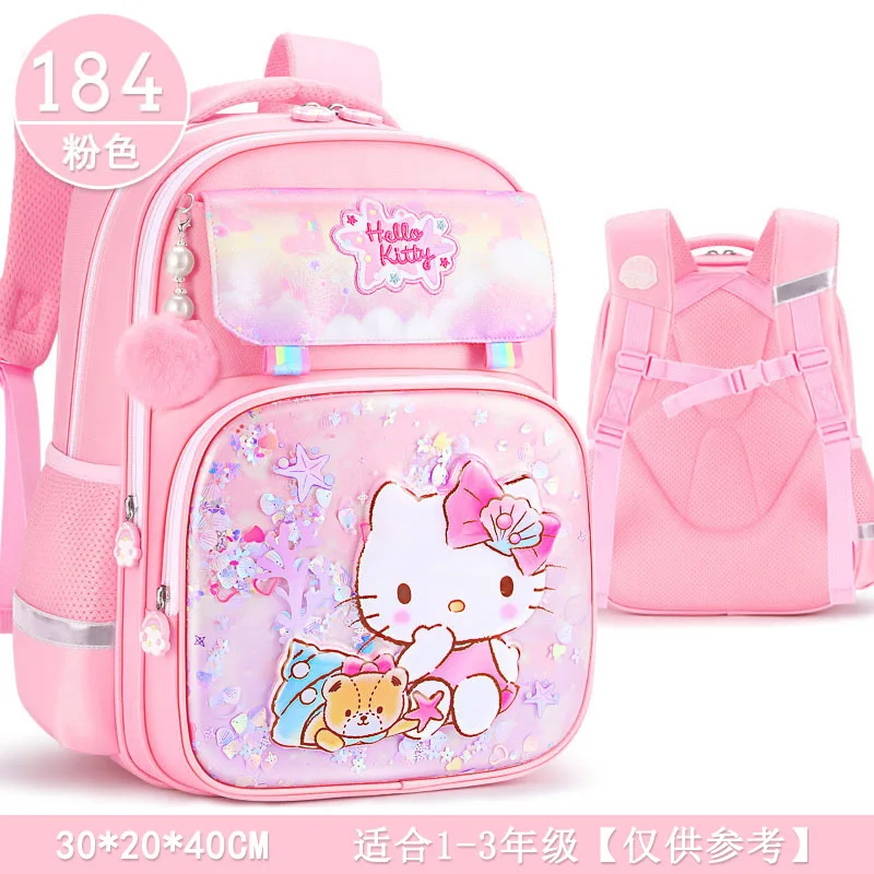 

Sanrio Hello Kitty school bag primary school girls girls new burden reduction three children second grade first grade school bag