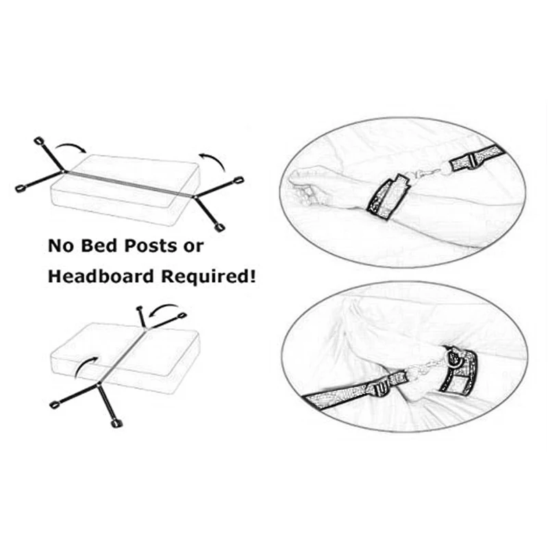 SM Bandage Sex Strap Bed Restraint Handcuff Ankle Cuff Set No Vibrator Sex Toy 18+ Adult Fun Fetish Slave Kit Sex Supplies Shop 4