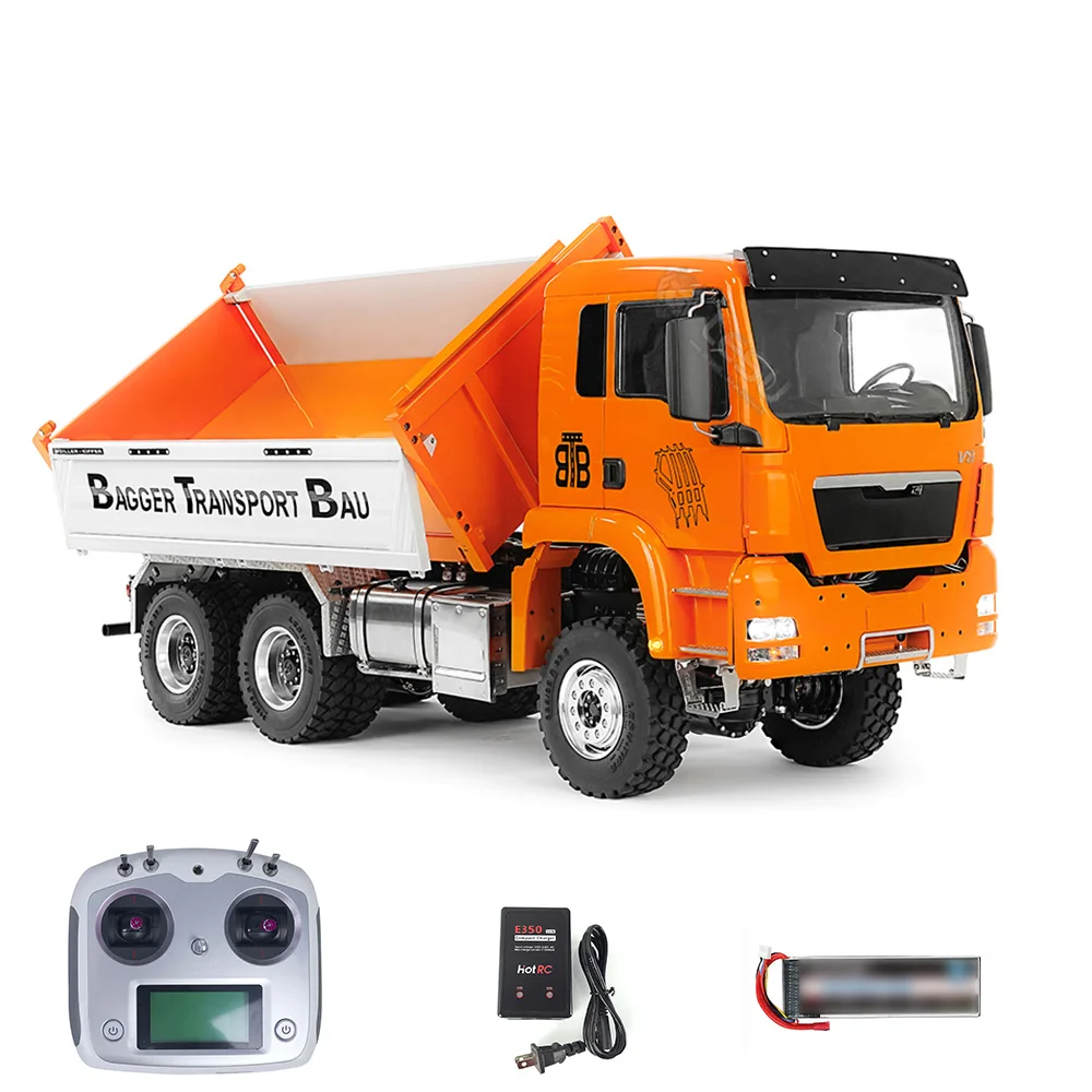 1/14 LESU TGS 6x6 RTR RC Hydraulic Dump Truck Metal Radio Control Dumper Car DIY Finished Tipper Light Sound Model Toys for Boys 2