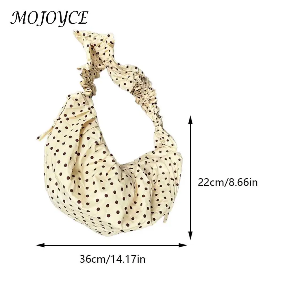 Women Retro Polka Dot Large Capacity Shoulder Bag Versatile Tote for Fashionable Outdoor Travel and Daily Use 5