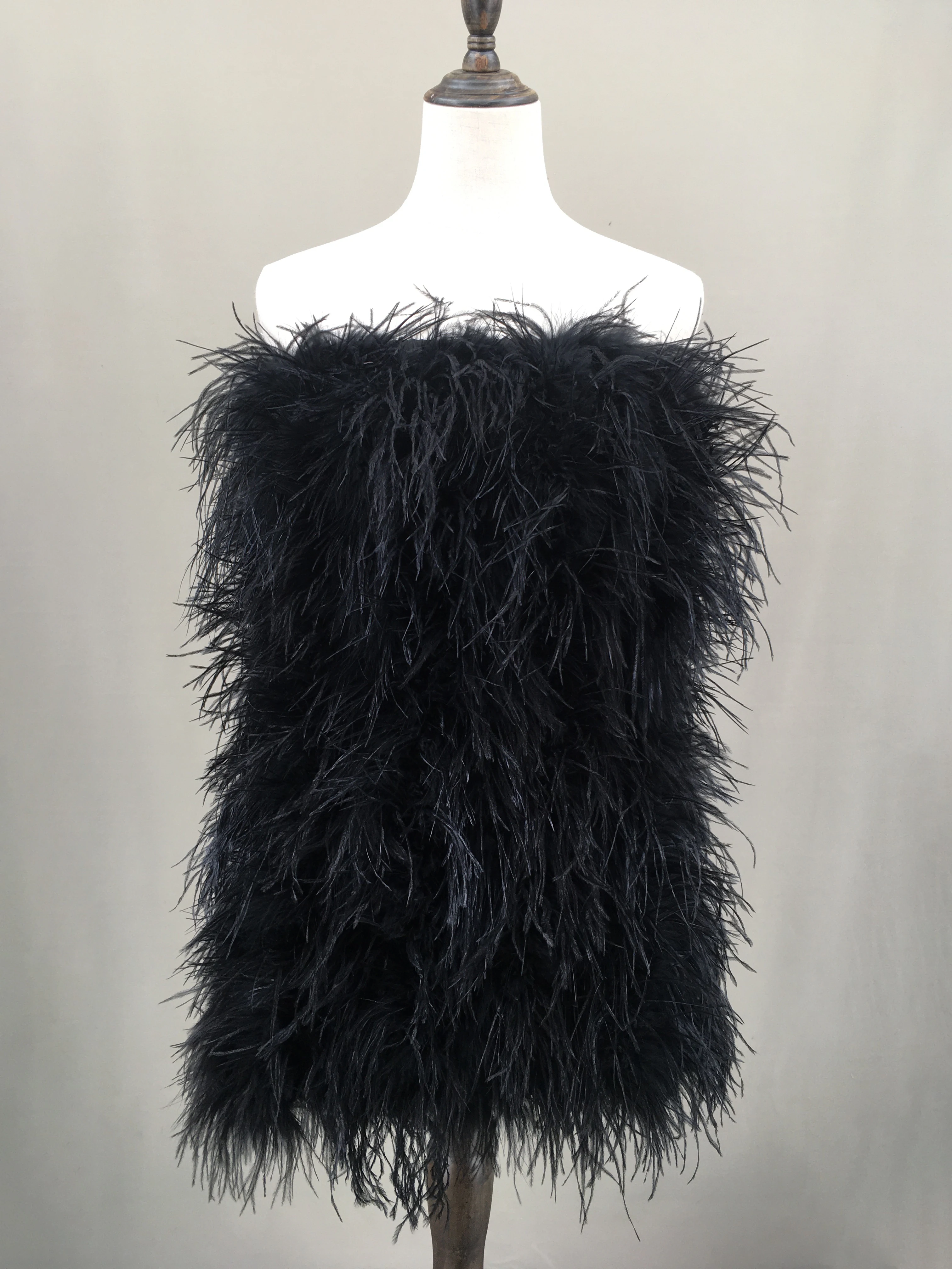 Real Ostrich Fur Chest Wrapping Dress Strapless Feather Dress