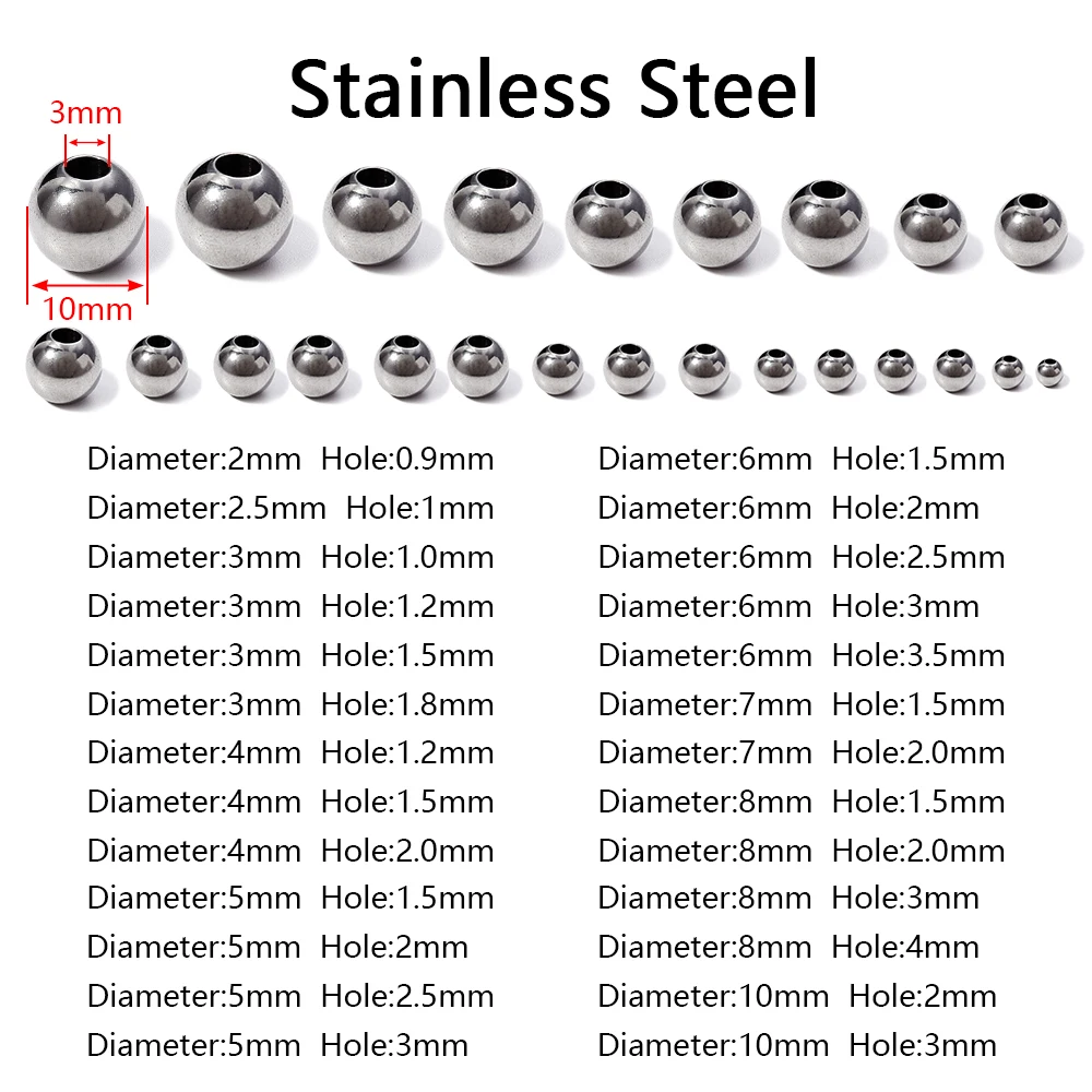 High Quality Stainless Steel Beads for Jewelry Making Loose Spacer Beads DIY Bracelet Necklace Bracelets Wholesale