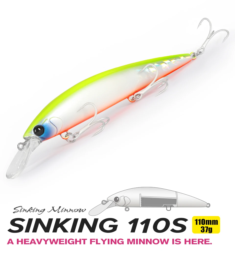 TSURINOYA 110mm 37g Sinking Minnow Max 80m Long Casting Angelköder Meeresangeln Künstlicher harter Köder WIZARD 110S Jerkbait Köder – Detail 12