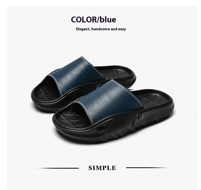 Herren-Plateau-Sandalen aus echtem Leder, dicke Sohle, höhenvergrößernde Hausschuhe, bequem, atmungsaktiv, lässig, Sommer-Slide-Schuhe – Detail 17