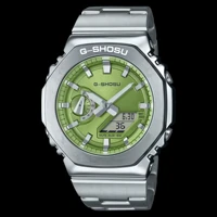 Sport Digital Electronic Unisex Watch Alloy Large Dial Dual Display World Time LED Auto Hand Lifting Lamp Steel Strap Oak Series 2