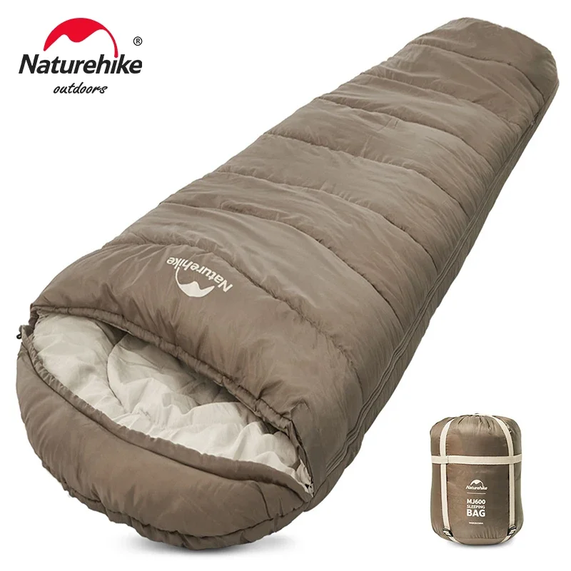 Naturehike-leve múmia saco de dormir, inverno ao ar livre Camping saco de algodão, MJ300 -1 ℃, MJ600 -12 ℃